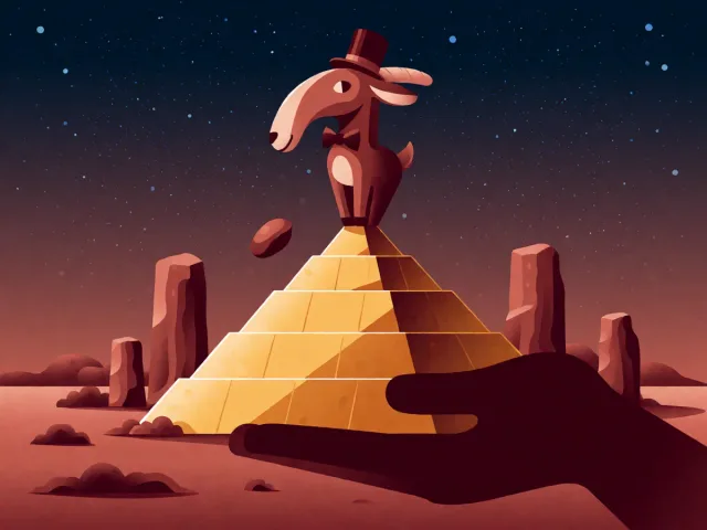 Une pyramide d'or bâtie pierre par pierre sous un ciel étoilé, la fortune patiente du Capricorne