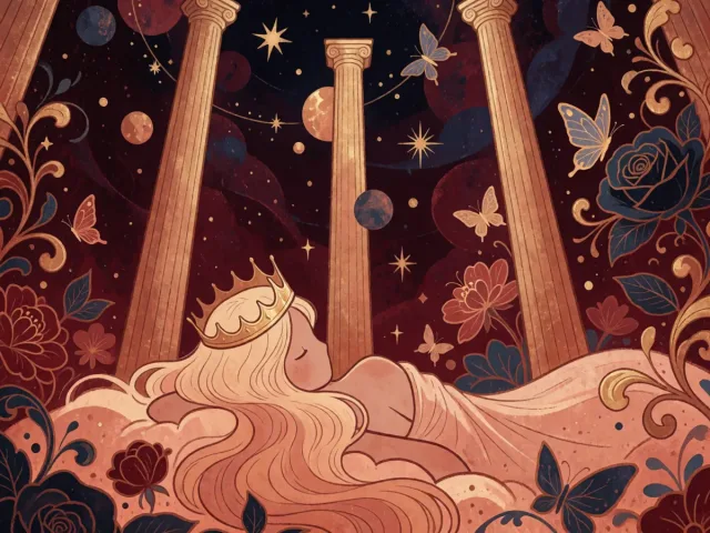 Trois colonnes d'or s'élevant vers les étoiles, les talents du Capricorne