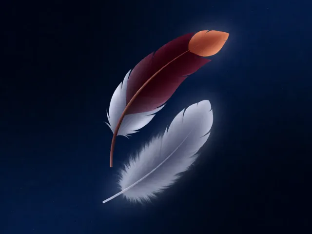 Deux plumes tournoyant ensemble dans une brise étoilée sous un ciel clair, le jeu léger des Gémeaux