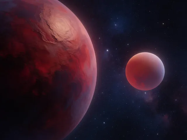 Deux astres bleutés gravitant en harmonie dans un vaste ciel étoilé, l'entente des esprits