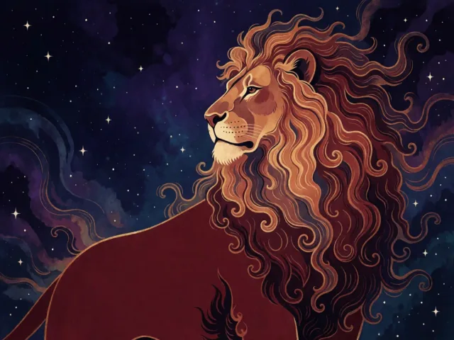 Un lion écoutant le chant du vent parmi les étoiles, la force et la légèreté