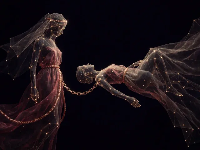 Deux constellations reliées par des filaments d'or dans un ciel d'encre, l'union libre du Verseau